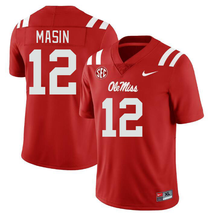 Ole Miss Rebels #12 Fraser Masin College Football Jerseys Stitched Sale-Red